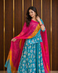 Printed Cotton Poshak with Sharbati Odhani