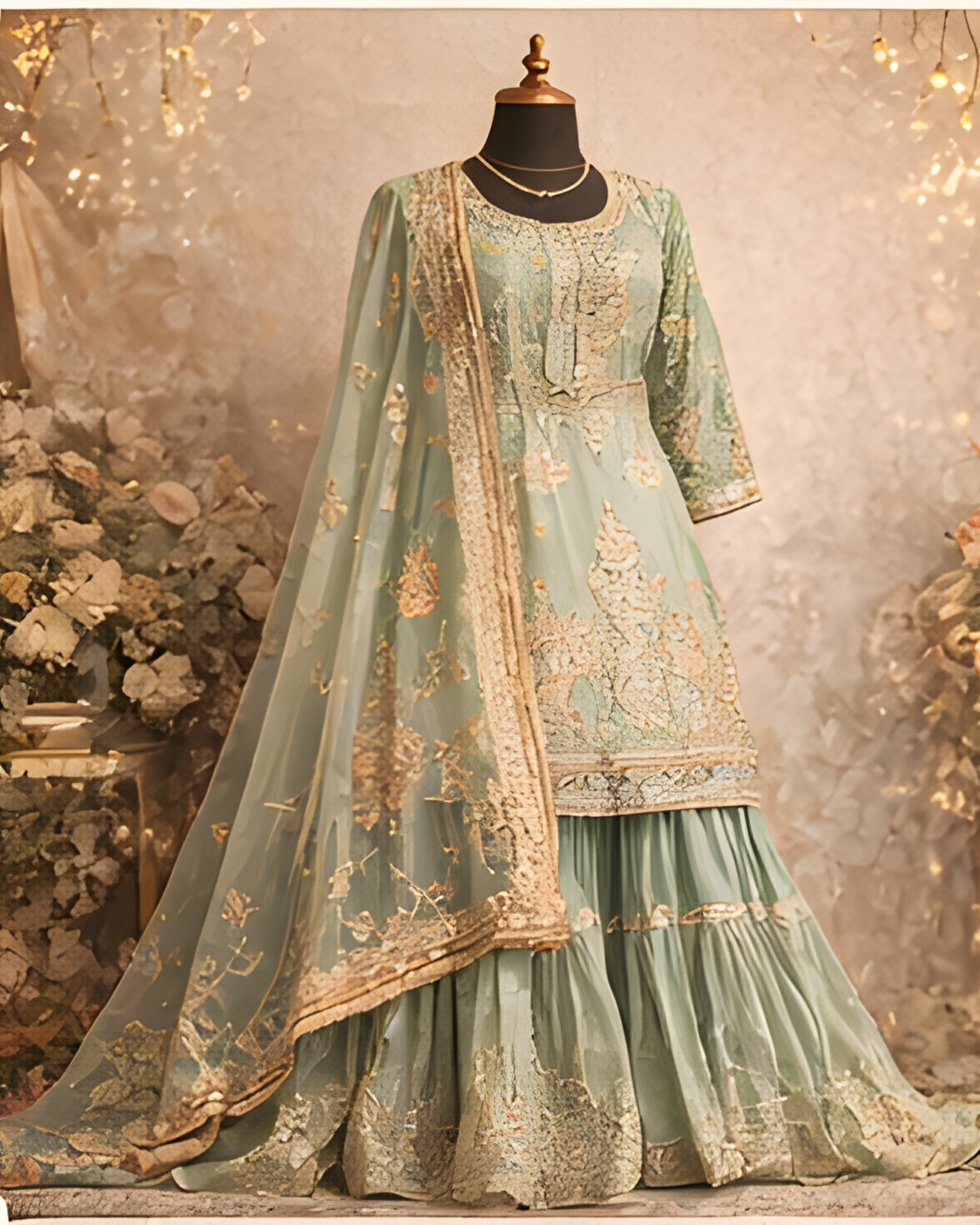 Green Sharara Set